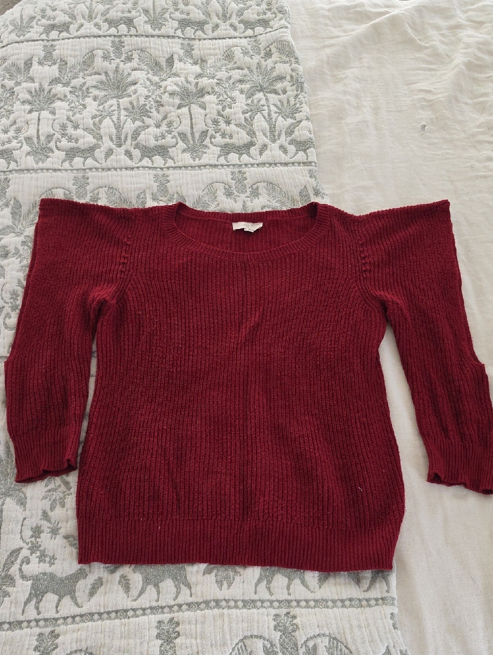LOFT Women's Scoopneck Sweater With Arm Key Hole in Red